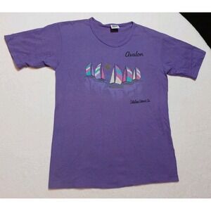 Vtg 90s Anvil Air Waves Catalina Island Avalon Sailboat T Shirt L Made USA